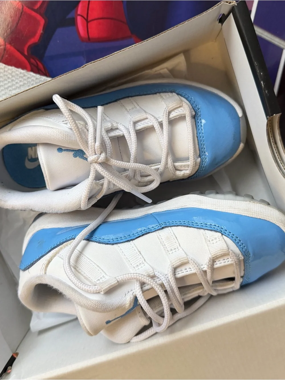 Jordan Kids White and Light Blue Low-Top Sneakers